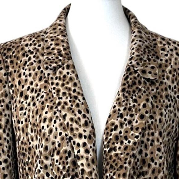 LOFT Women's Blazer Classic Wool Blend Leopard Print Open Front Soft Size 12 - Picture 9 of 12